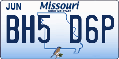 MO license plate BH5D6P