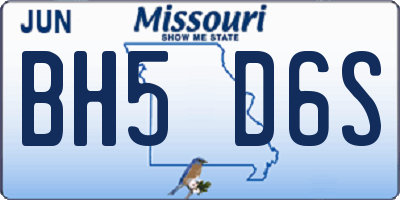 MO license plate BH5D6S