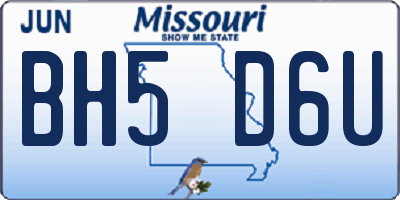 MO license plate BH5D6U