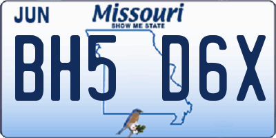 MO license plate BH5D6X