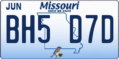MO license plate BH5D7D