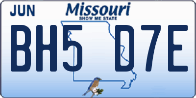 MO license plate BH5D7E