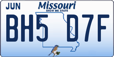 MO license plate BH5D7F