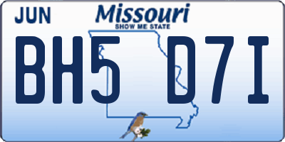 MO license plate BH5D7I