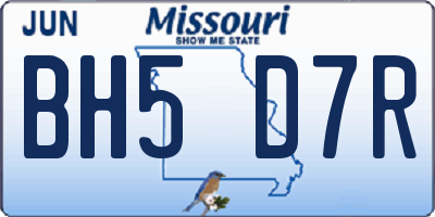 MO license plate BH5D7R