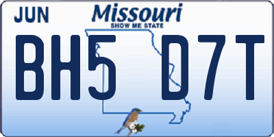 MO license plate BH5D7T