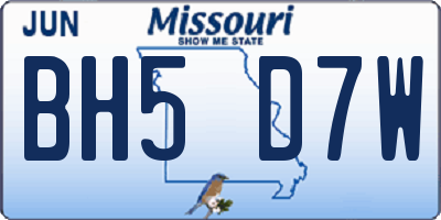 MO license plate BH5D7W