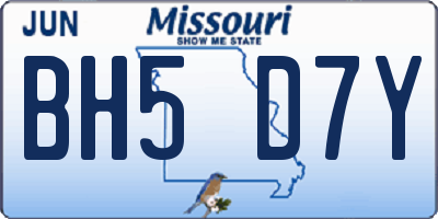 MO license plate BH5D7Y