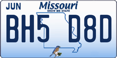 MO license plate BH5D8D