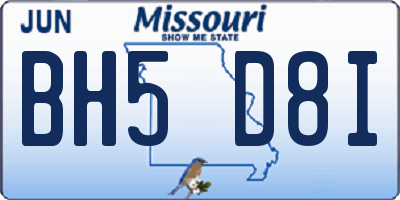 MO license plate BH5D8I