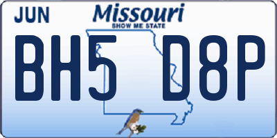MO license plate BH5D8P