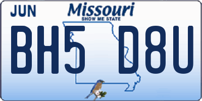 MO license plate BH5D8U