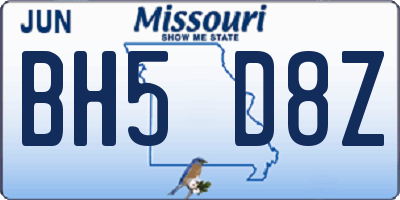 MO license plate BH5D8Z