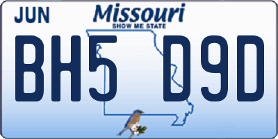 MO license plate BH5D9D
