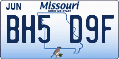 MO license plate BH5D9F