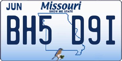 MO license plate BH5D9I
