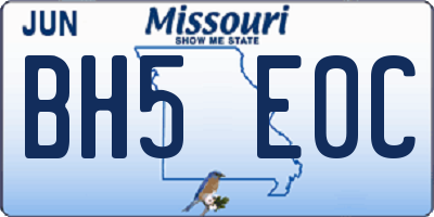 MO license plate BH5E0C
