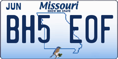 MO license plate BH5E0F
