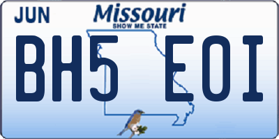 MO license plate BH5E0I