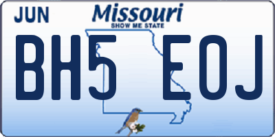 MO license plate BH5E0J