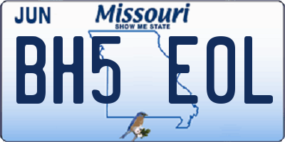 MO license plate BH5E0L