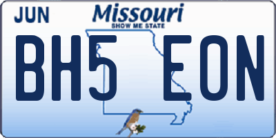 MO license plate BH5E0N