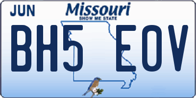 MO license plate BH5E0V
