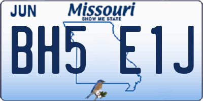 MO license plate BH5E1J