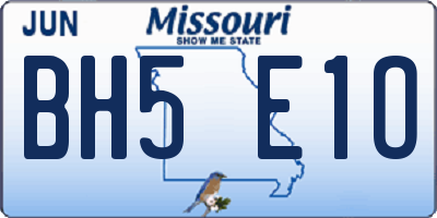 MO license plate BH5E1O