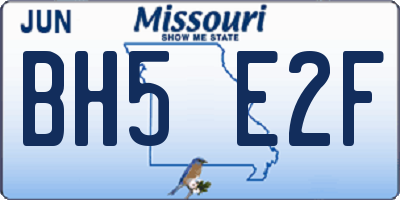 MO license plate BH5E2F