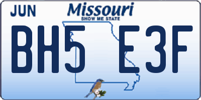MO license plate BH5E3F