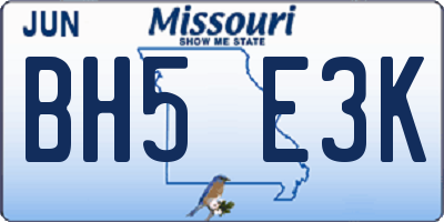 MO license plate BH5E3K