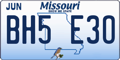 MO license plate BH5E3O