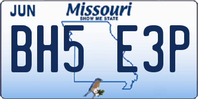 MO license plate BH5E3P