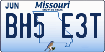 MO license plate BH5E3T