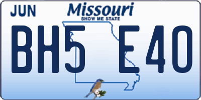 MO license plate BH5E4O
