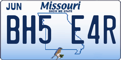 MO license plate BH5E4R