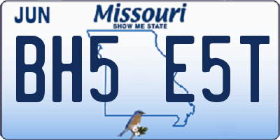 MO license plate BH5E5T