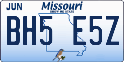 MO license plate BH5E5Z