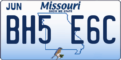 MO license plate BH5E6C