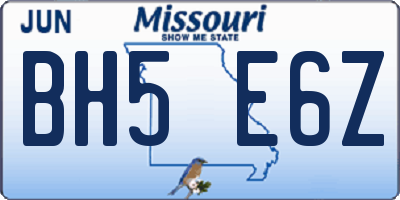 MO license plate BH5E6Z