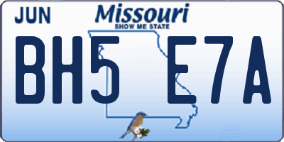 MO license plate BH5E7A