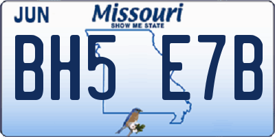 MO license plate BH5E7B