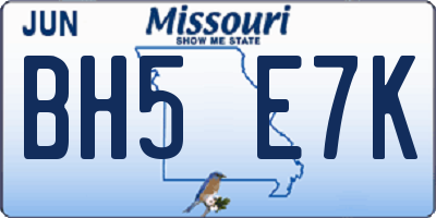 MO license plate BH5E7K