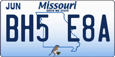 MO license plate BH5E8A
