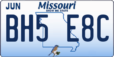 MO license plate BH5E8C