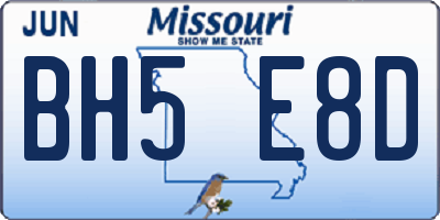 MO license plate BH5E8D