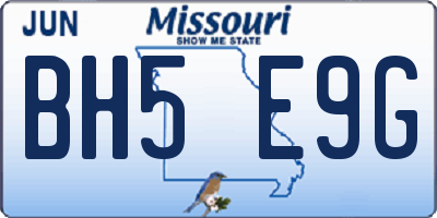 MO license plate BH5E9G