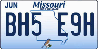 MO license plate BH5E9H