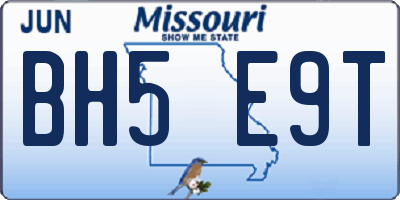 MO license plate BH5E9T